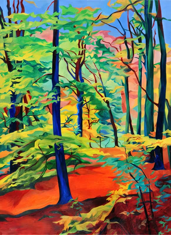 Peinture: Forêt bleue, Huile sur Toile