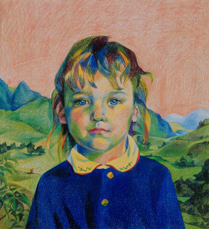 Portrait: May aux Crayons de Couleurs