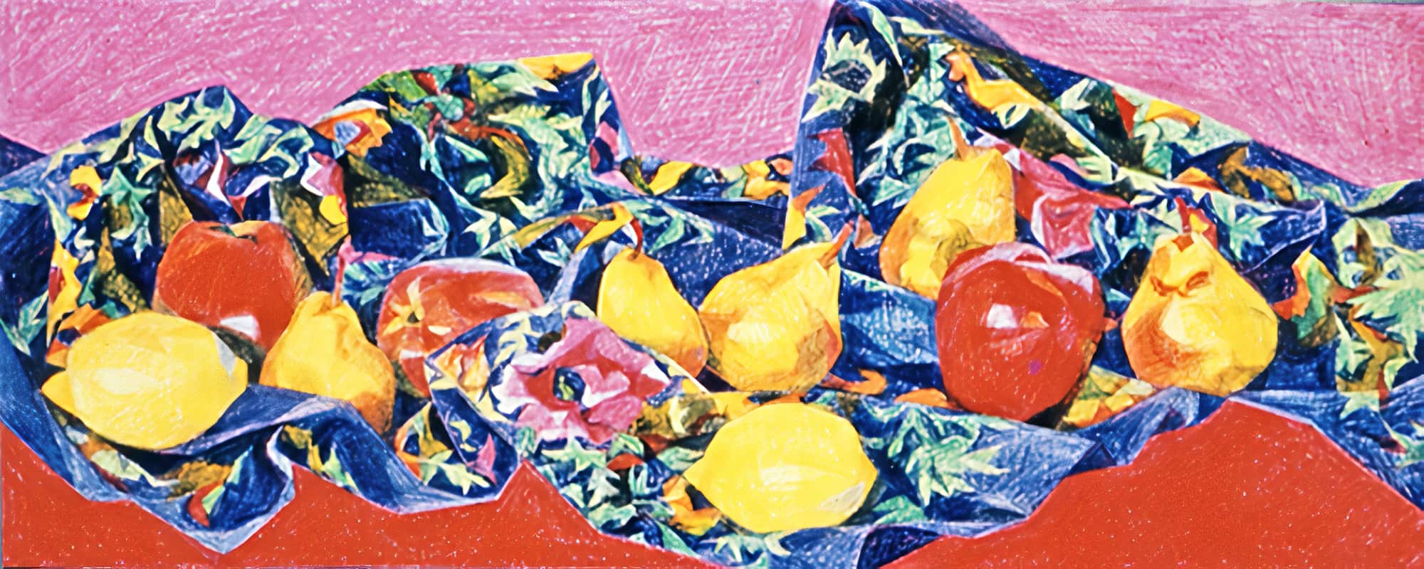 Dessin: Paysage de Fruits aux Crayons de Couleurs